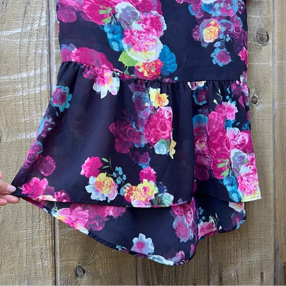 Vintage Navy Moody Floral Peplum Babydoll Tunic Top 🌿 - Picture 5 of 9